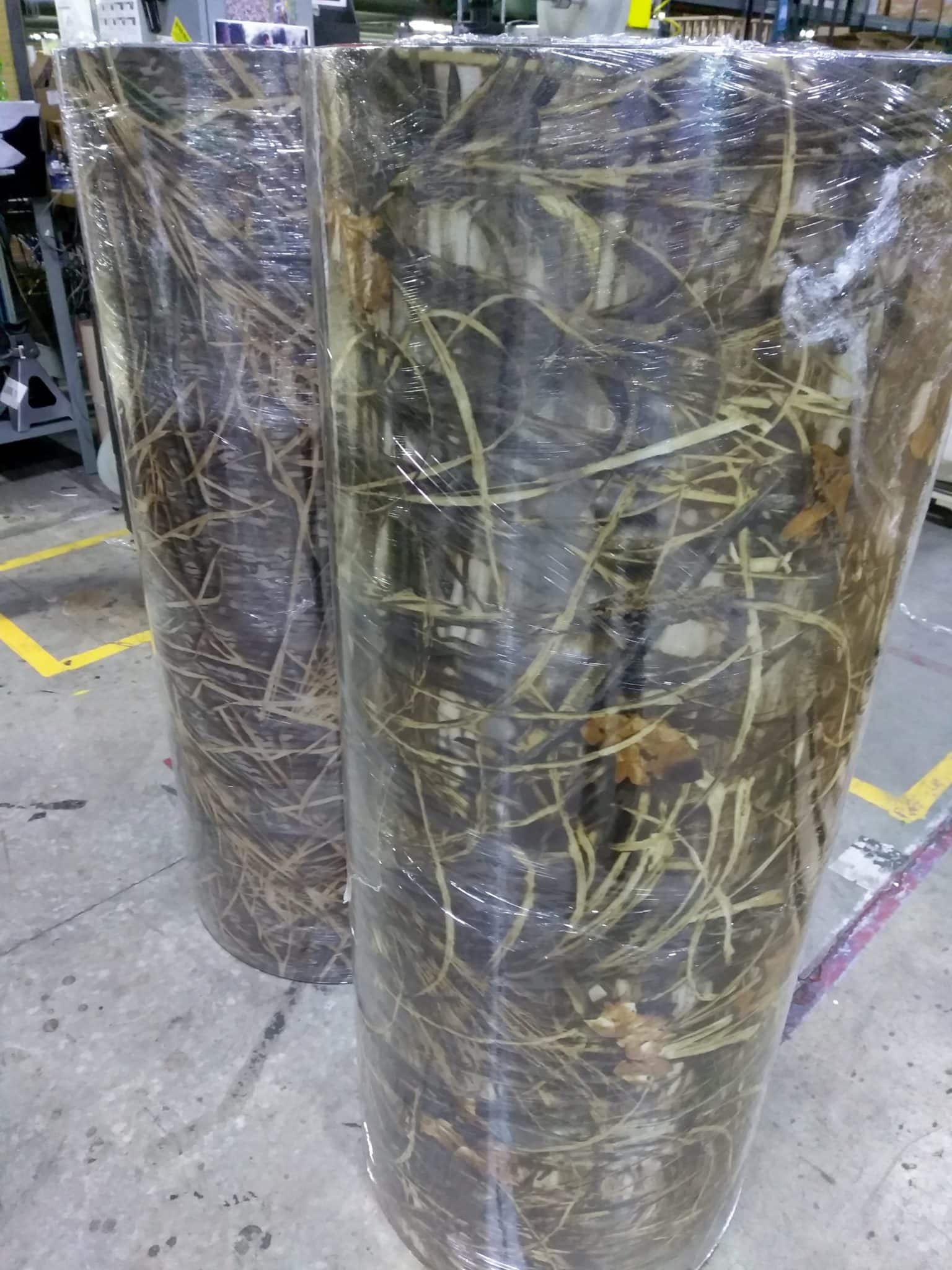 Camouflage textile laminated to sponge foam